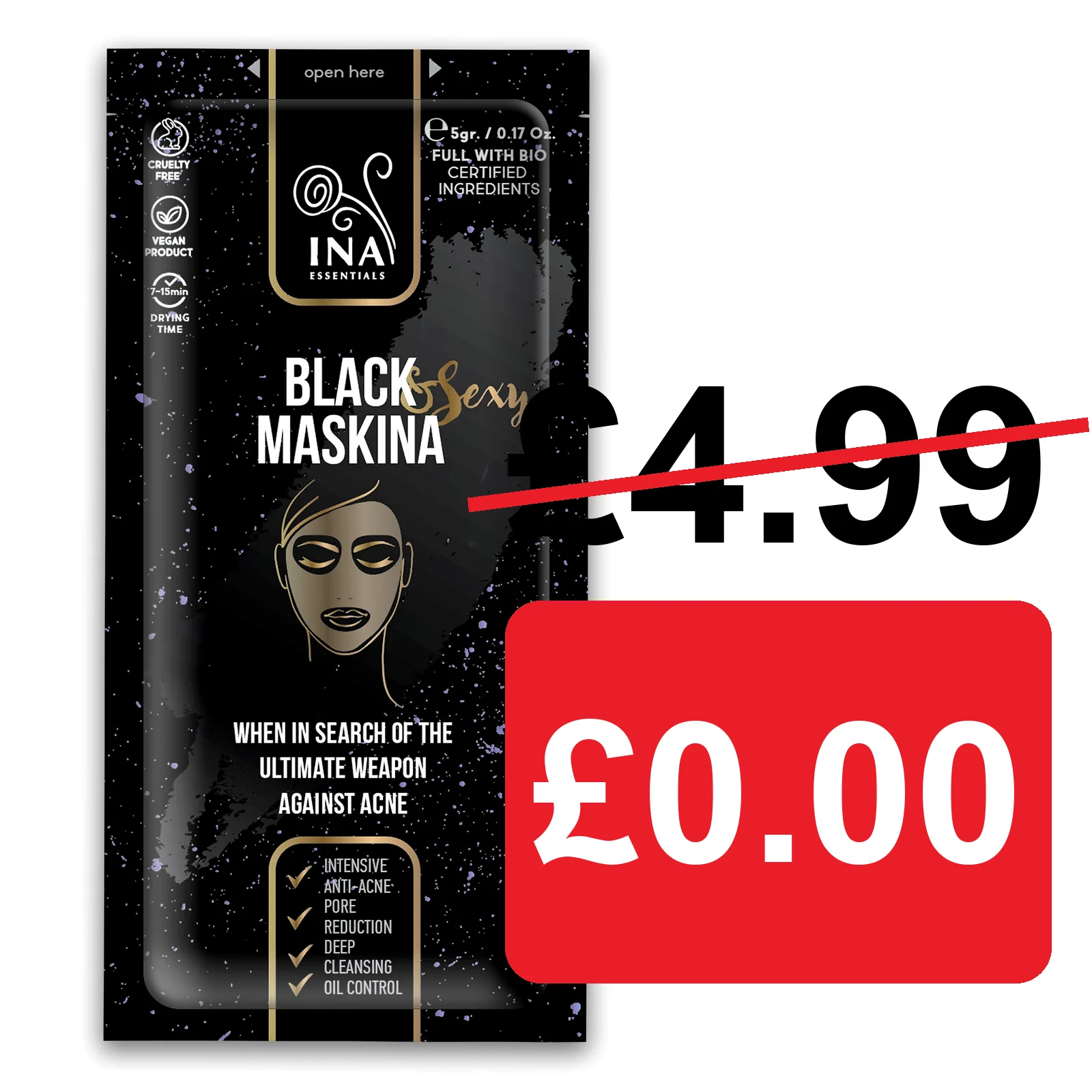 + Gift Face Mask - Black Maskina - intensive care for Acne and Blackheads (sample)