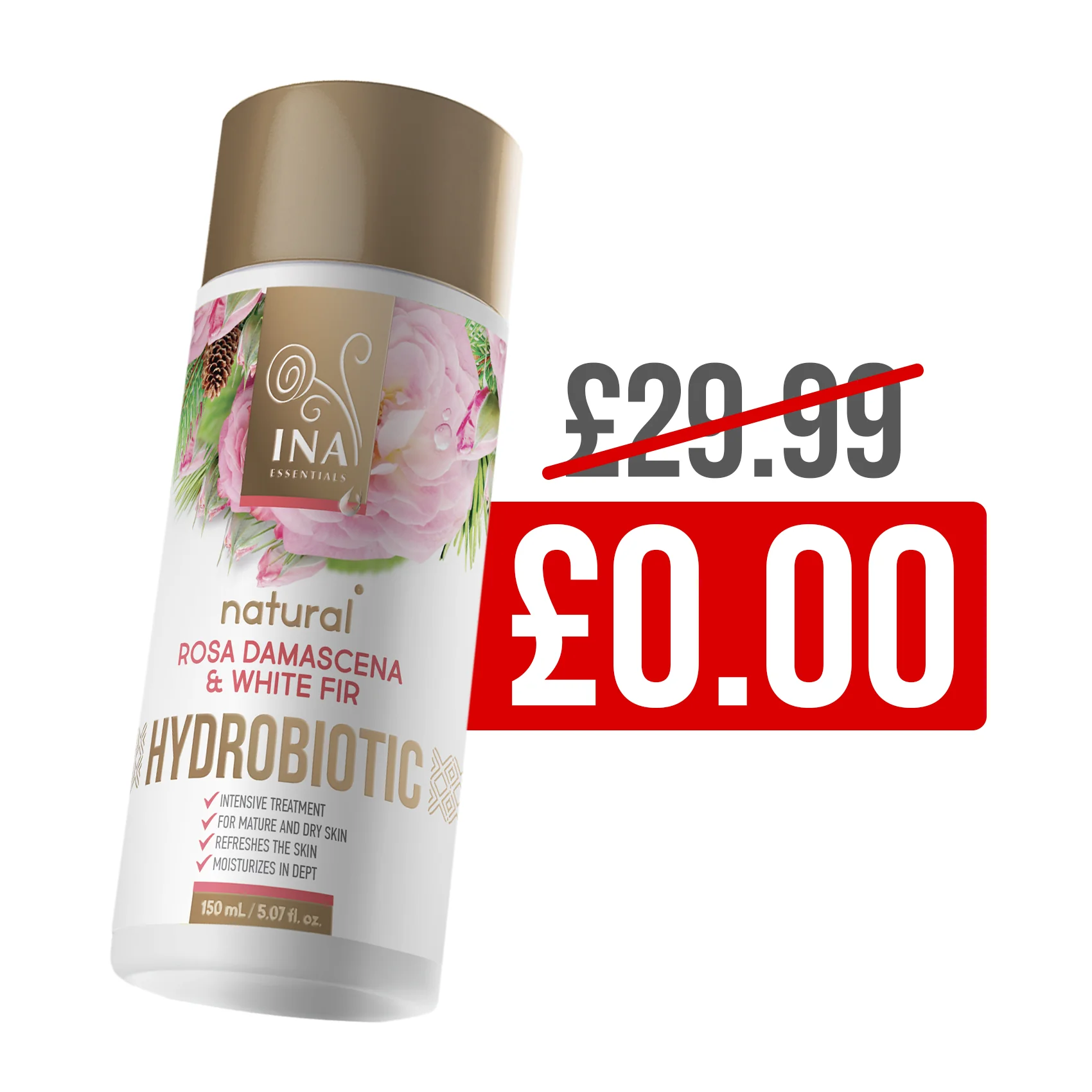 + Gift Hydrobiotic - Rose, White Fir & Lemon peel - intensive Anti-Age care - Image 3