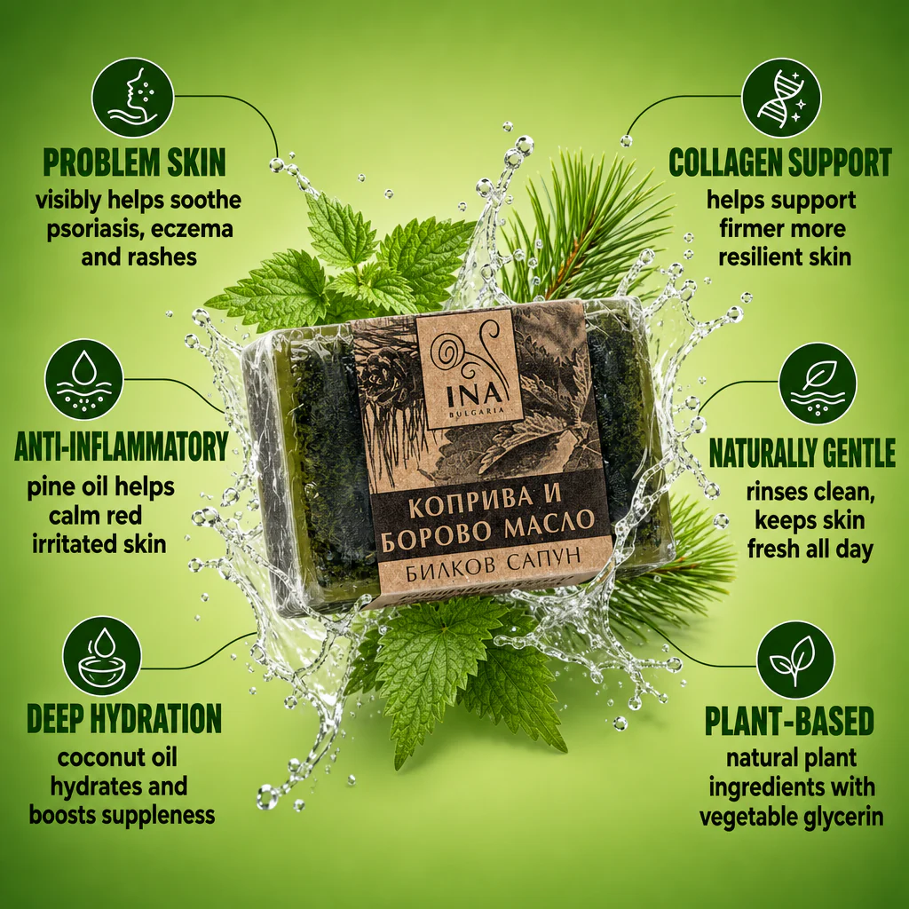 + Gift Natural Herbal Soap with Nettle and Pine Oil - anti-inflammatory action - Image 2