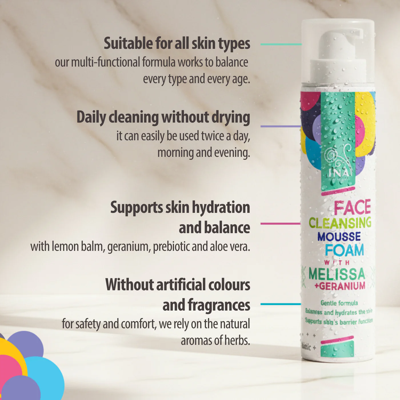 Natural Cleansing Foam for Face with Lemon Balm and Geranium - for every skin type - Image 5
