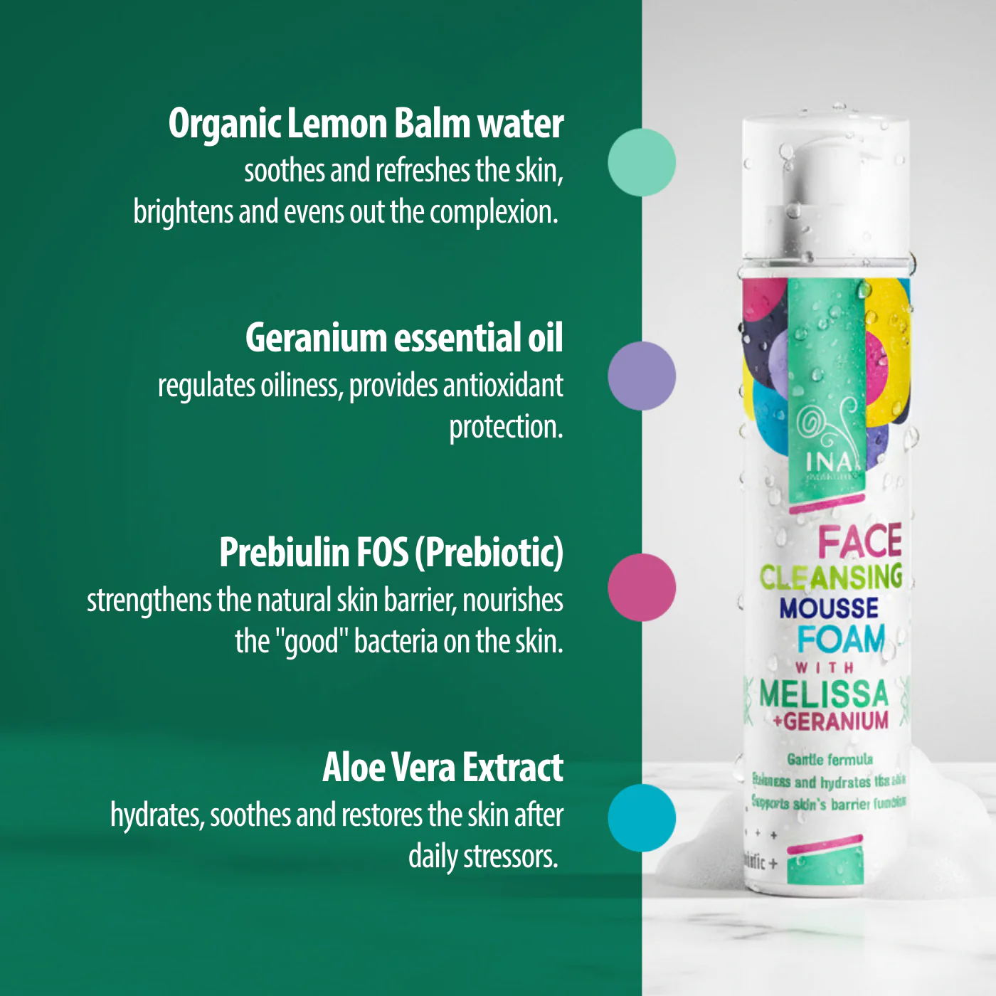 Natural Cleansing Foam for Face with Lemon Balm and Geranium - for every skin type - Image 6