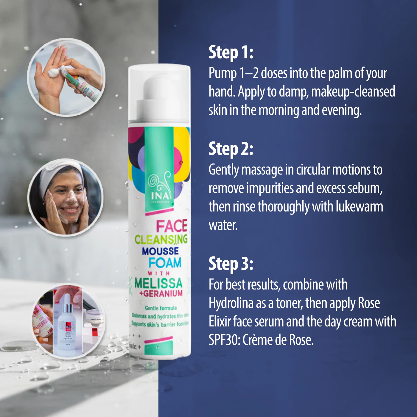 Natural Cleansing Foam for Face with Lemon Balm and Geranium - for every skin type - Image 7
